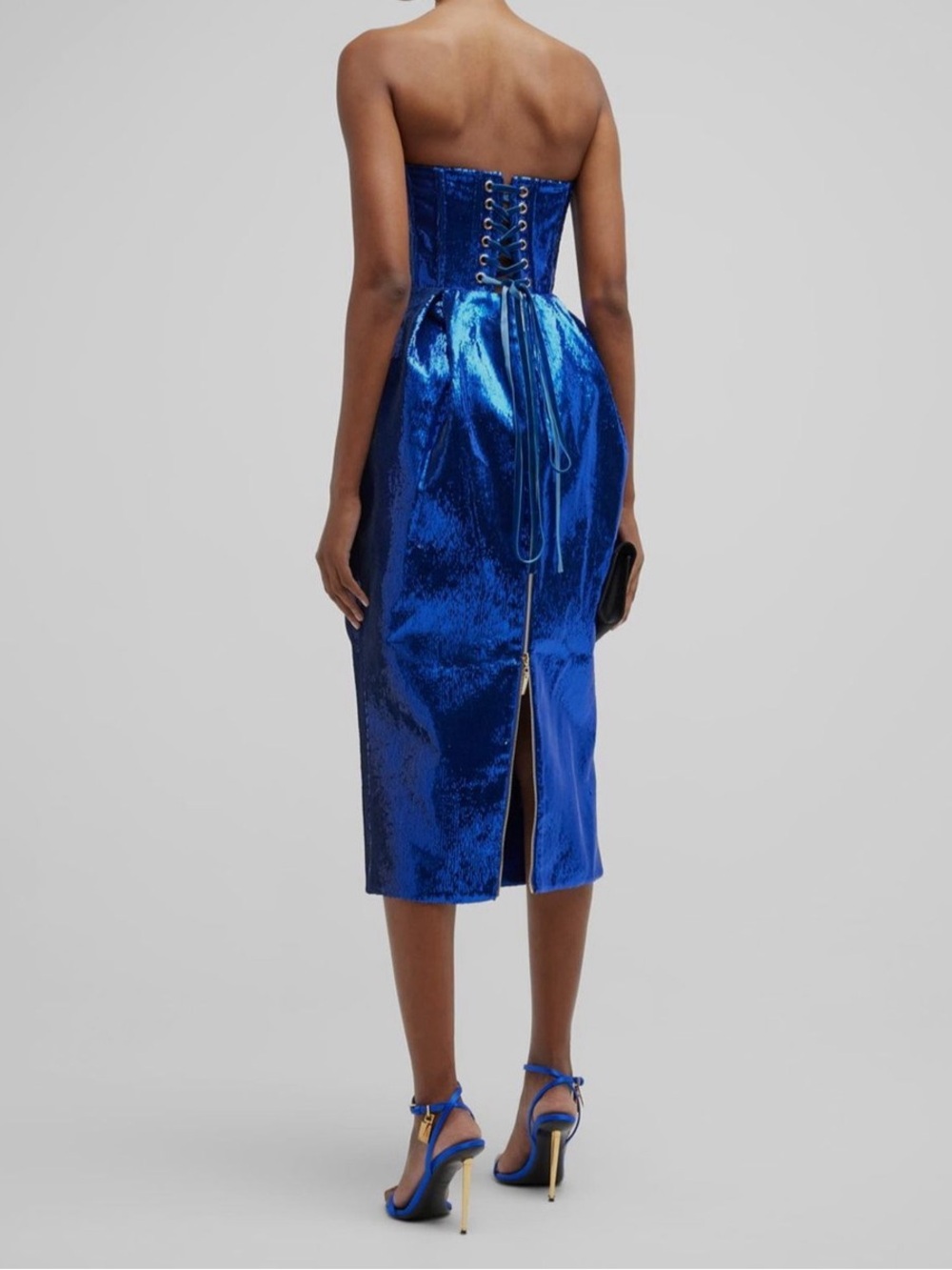 NWT Bronx & Banco Maraya Indigo Sequin Midi Corset Dress - Picture 5 of 16